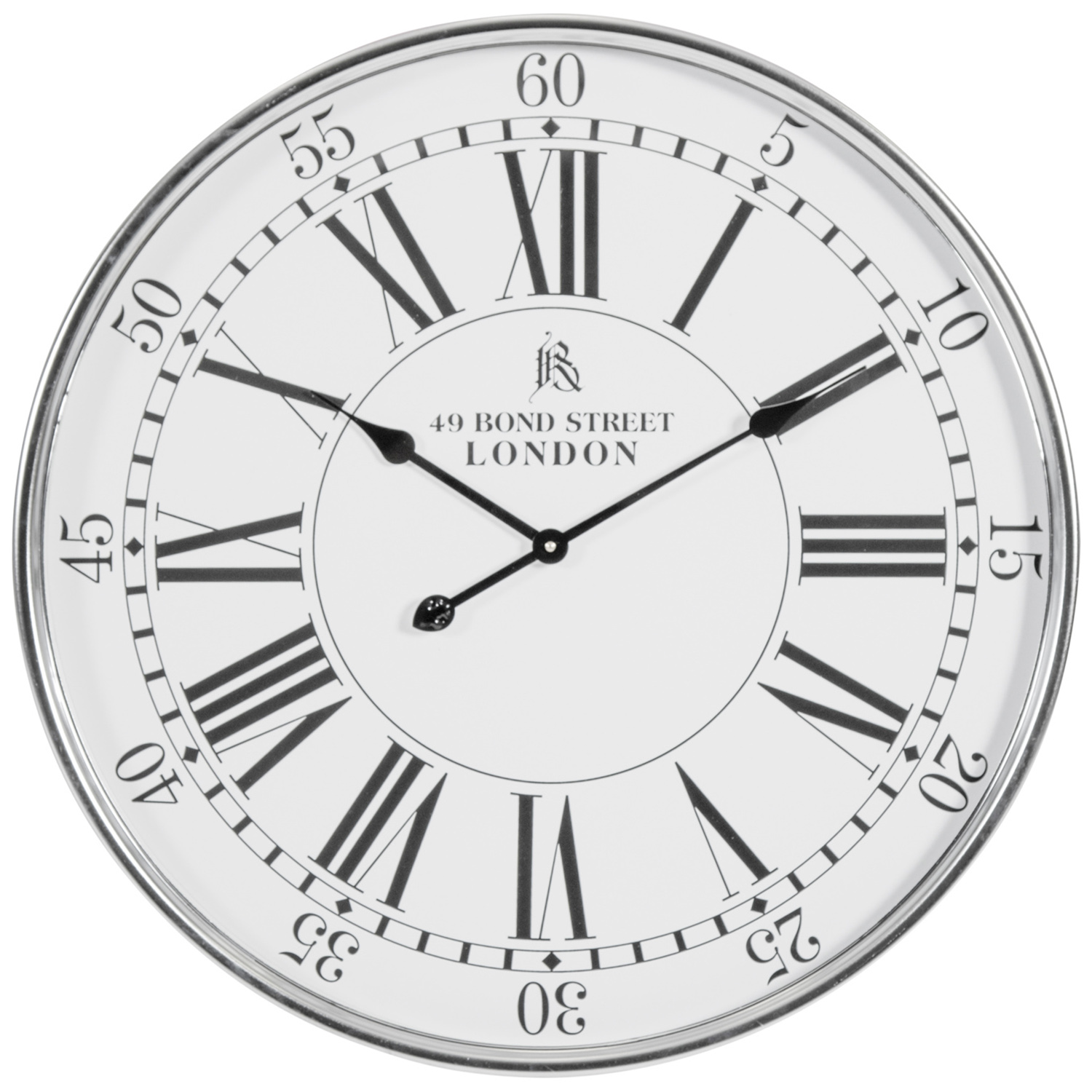 Silver 49 Bond Street London Wall Clock Image