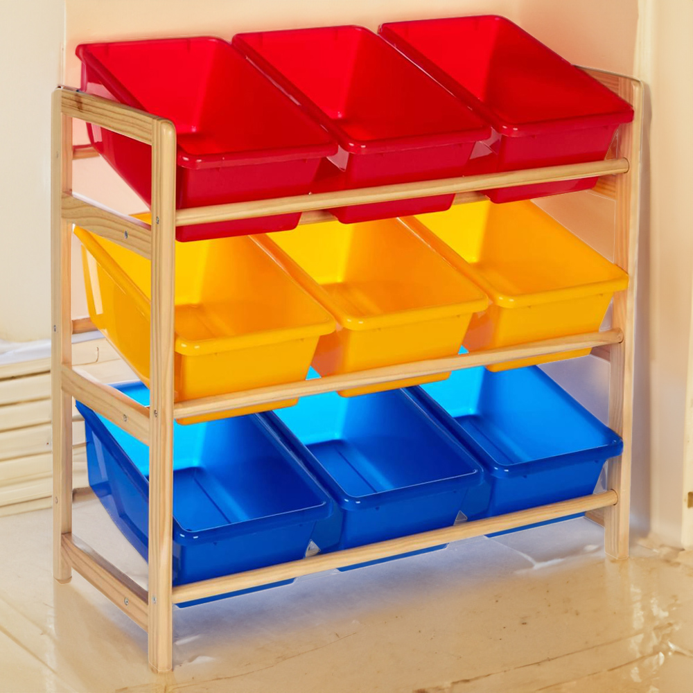 Premier Housewares 3 Tier Pine Frame Storage Unit Image 1