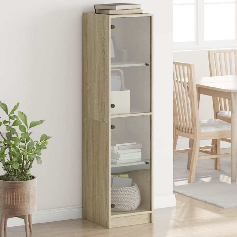 vidaXL 2 Glass Door Sonoma Oak Highboard Image 1