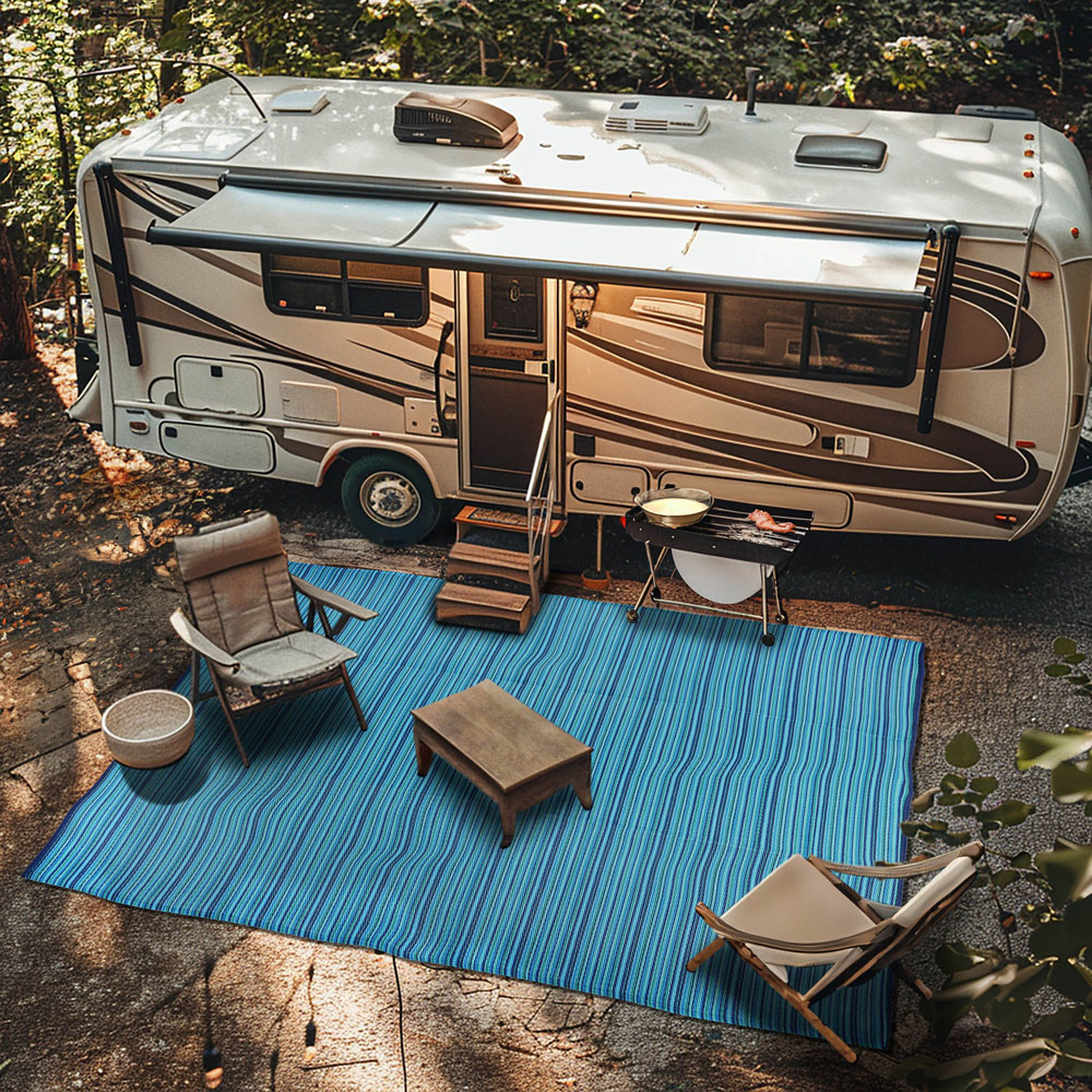 Green Decore Weaver Turquoise Blue Green Camping and Picnic Rug 240 x 300cm Image 8