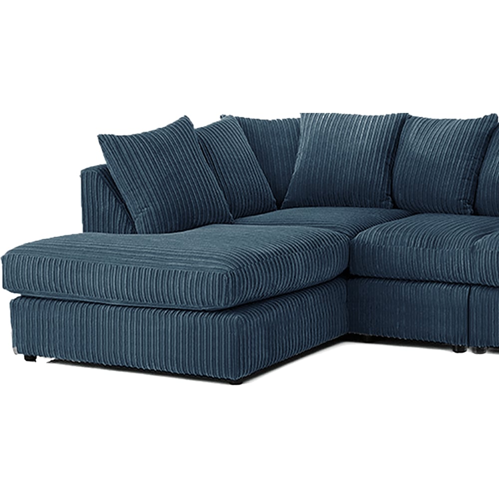 Luxor 4 Seater Navy Blue Jumbo Cord Left Hand Facing Scatter Back L Shaped Corner Sofa Set Image 3
