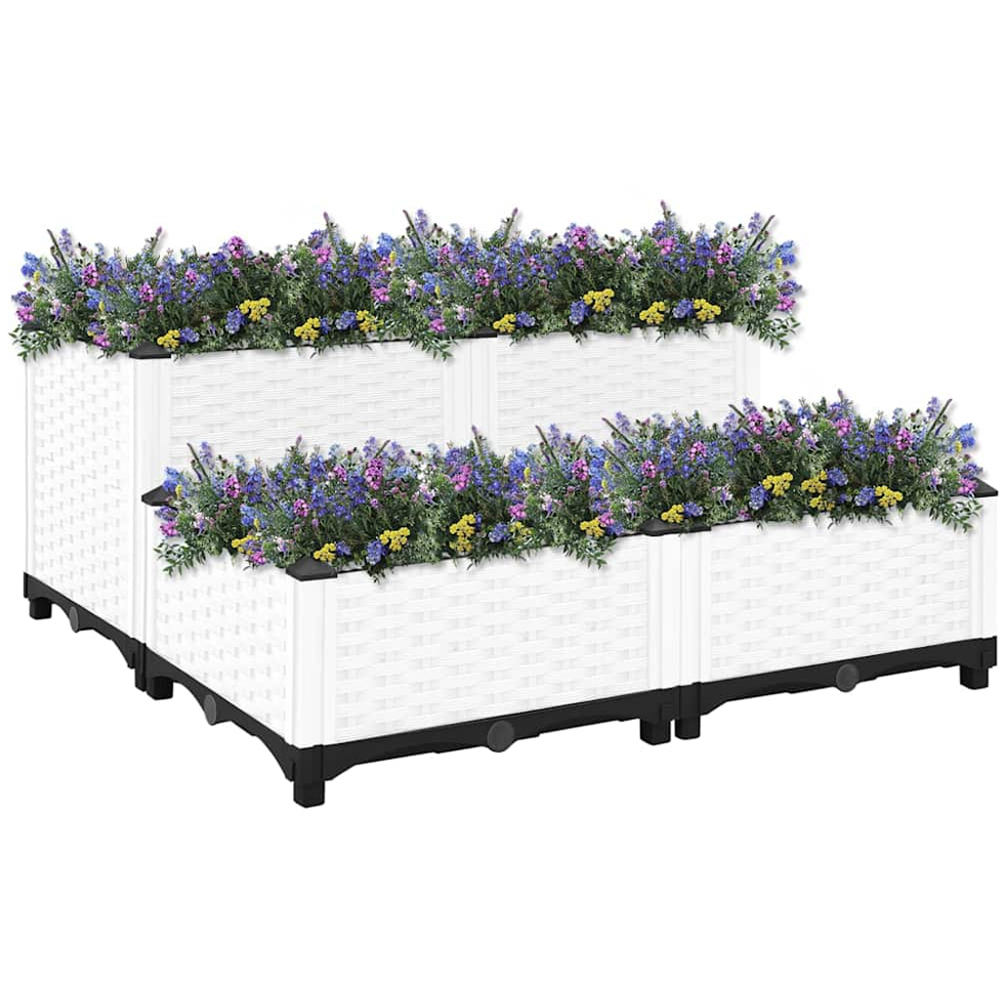 vidaXL 2-Tier Grey Raised Garden Bed 80 x 80 x 23/38cm Image 2