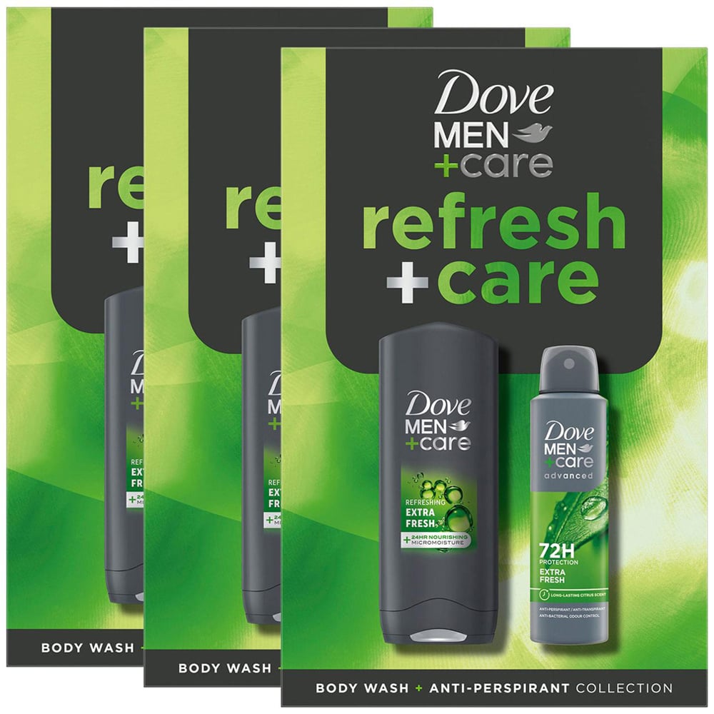 Dove Men+Care Refresh and Care Citrus and Cedarwood Scent Bodywash and Bodyspray Gift Set 3 Pack Image 1