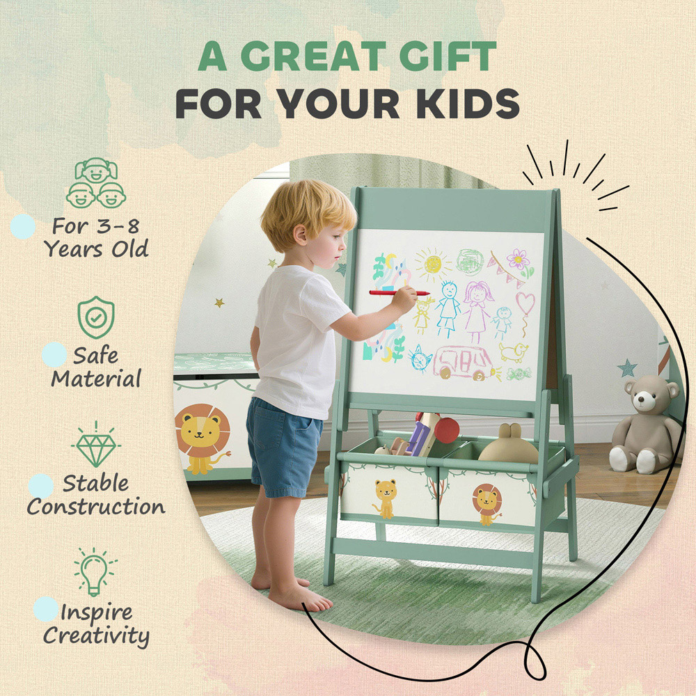 Tommy Toys 3-in-1 Kids Green Double Sided Easel with Paper Roll and Storage Box Image 6