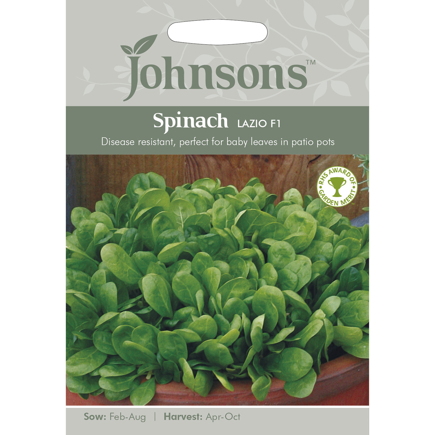Johnsons Pack of Spinach Lazio F1 Seeds Image 1