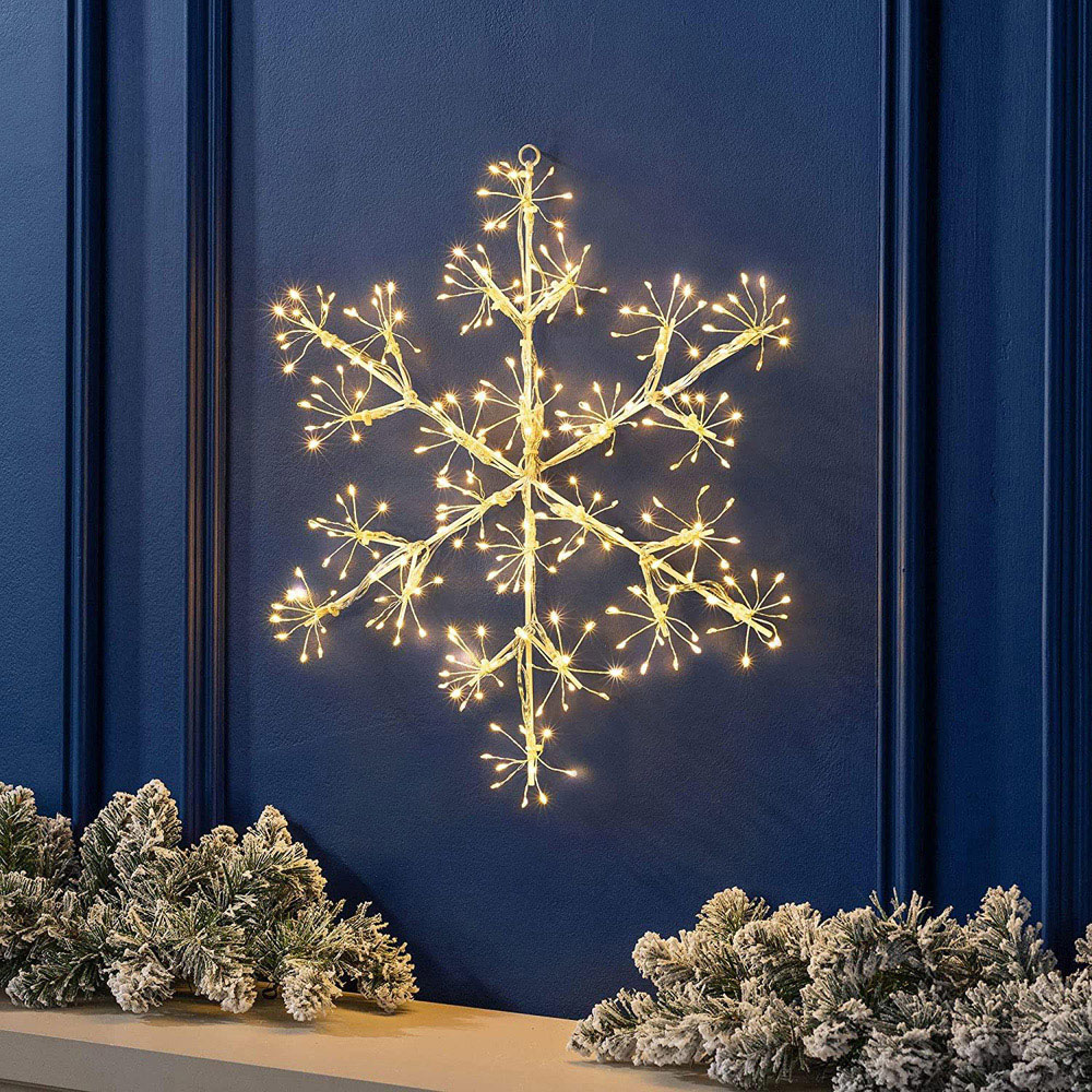 Shatchi White 300 White LED Starburst Snowflake Christmas Light Image 3
