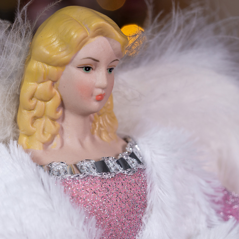 The Christmas Workshop Pink and White Tree Top Angel 30cm Image 3