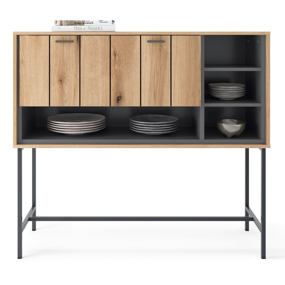 Furniture To Go Arundel Single Door 4 Shelf Oak Sideboard Image 4