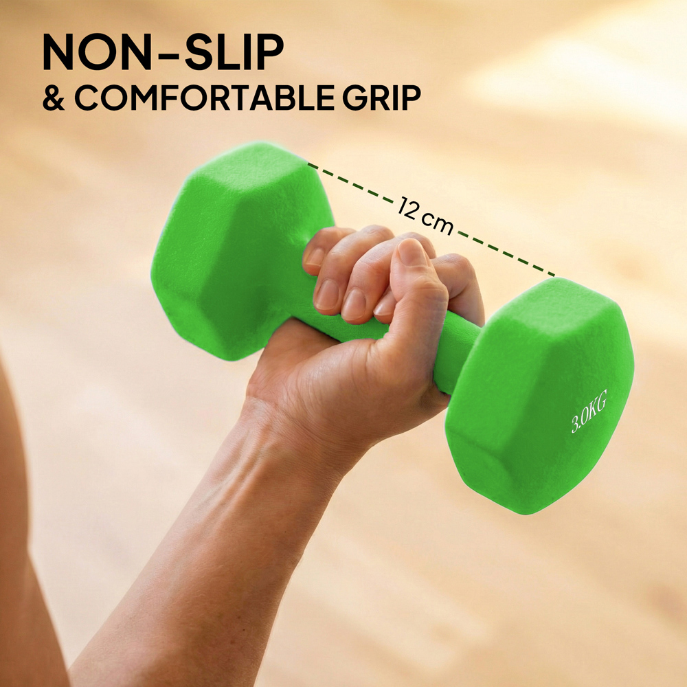 SPORTNOW Multicolour Hex Dumbbell Set with Rack 12kg 6 Pack Image 4