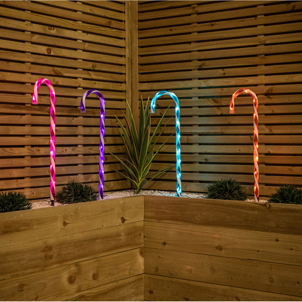 Samuel Alexander 4 Pack LED Christmas Candy Cane Garden Path Light Image 1