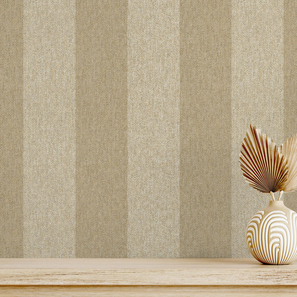 Crown Harris Stripe Natural Wallpaper Image 4