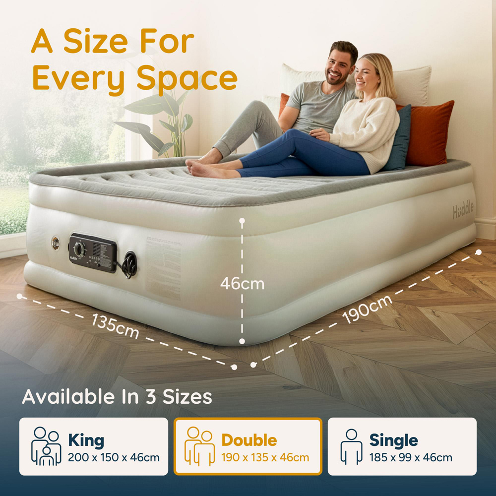 Huddle Double Never Deflate Airbed with Dual-Action Pump Carry Bag and USB Plug Image 9