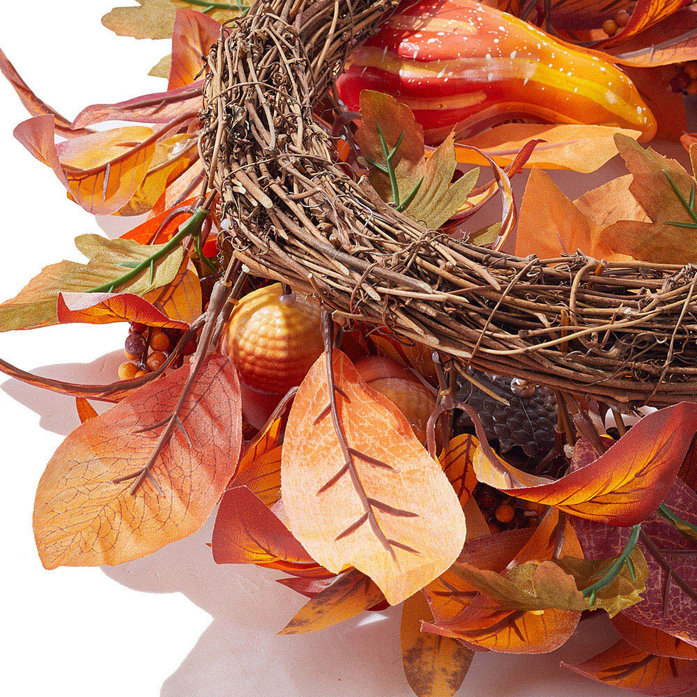 Living and Home Halloween Artificial Maple Leaf and Berry Wreath 50cm Image 3