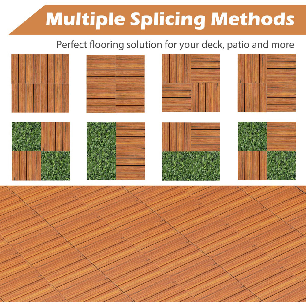 Costway Brown Interlocking Deck Tiles 18 Pack Image 7