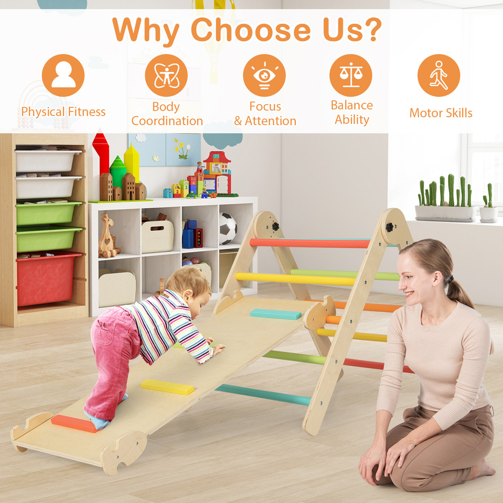 Costway Multicolour Kids 7 in 1 Wooden Foldable Indoor Climbing Toy Image 8