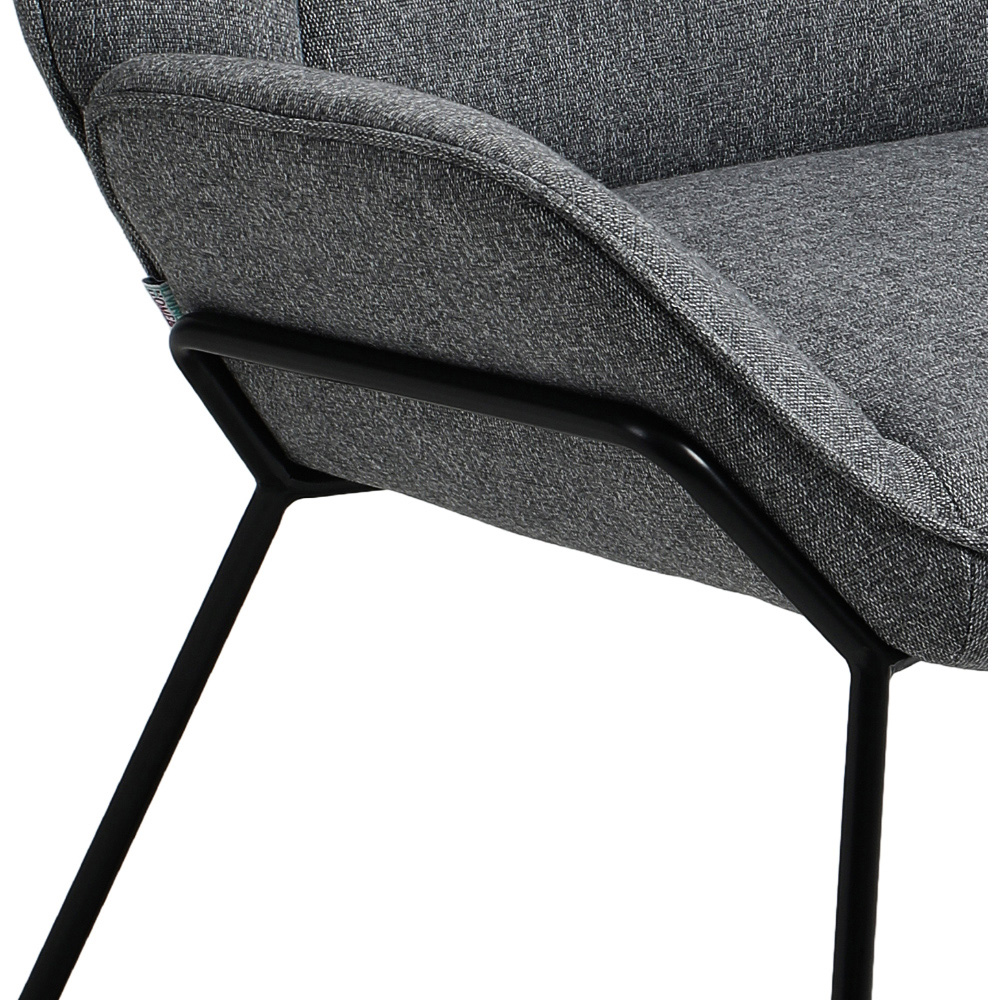 Living and Home Grey Minimalist Linen Armchair Image 4
