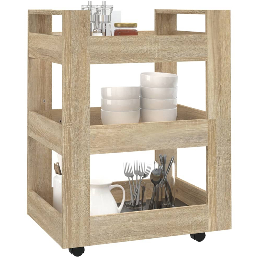 vidaXL 3 Shelf Sonoma Oak Kitchen Trolley Image 4
