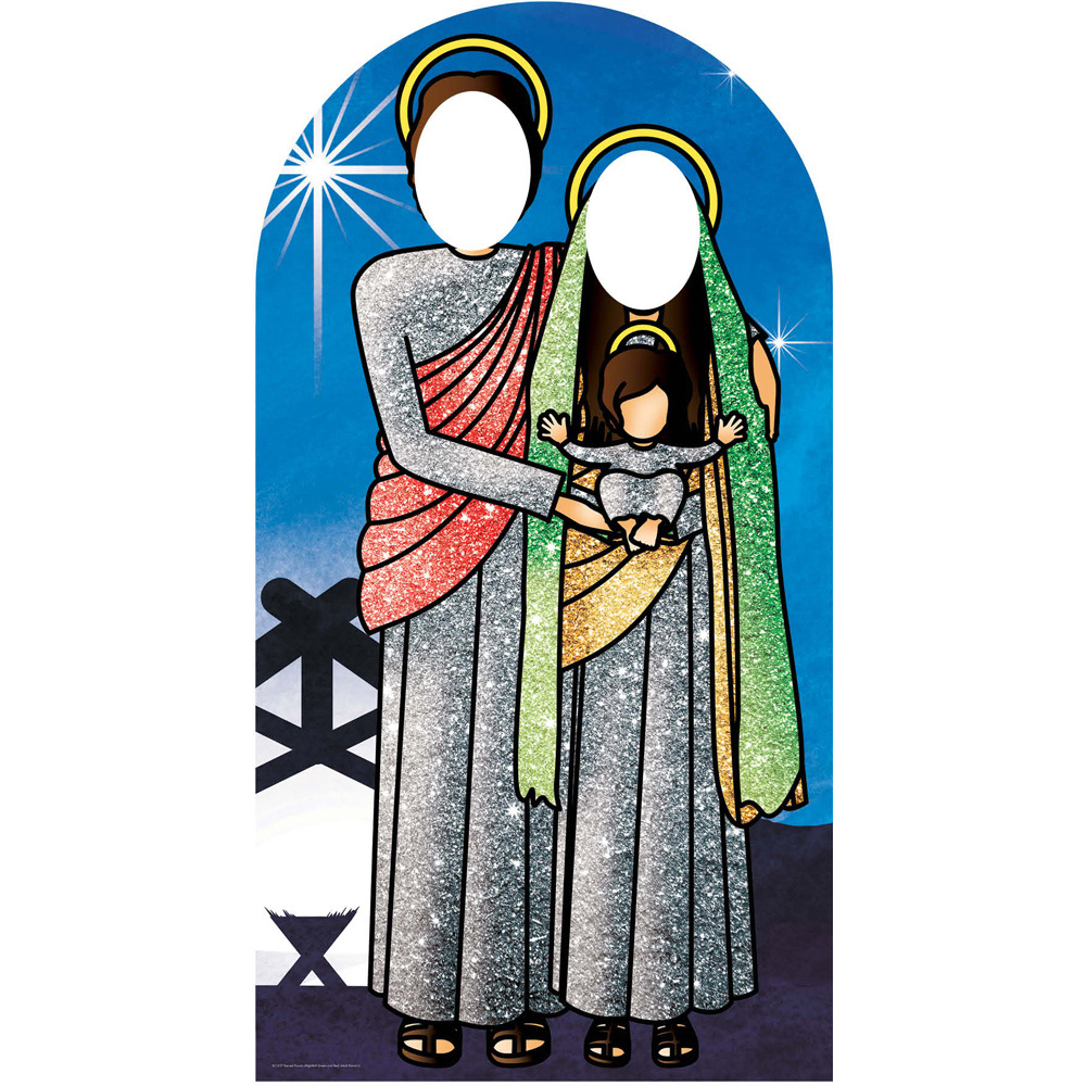 Star Cutouts Nightfall Green and Red Christmas Holy Religious Sacred Family Cardboard Cutout 5.9ft Image 2