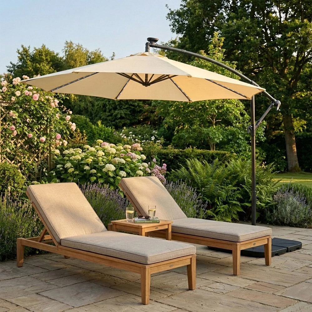 MonsterShop Cream LED Cantilever Parasol 3m Image 2