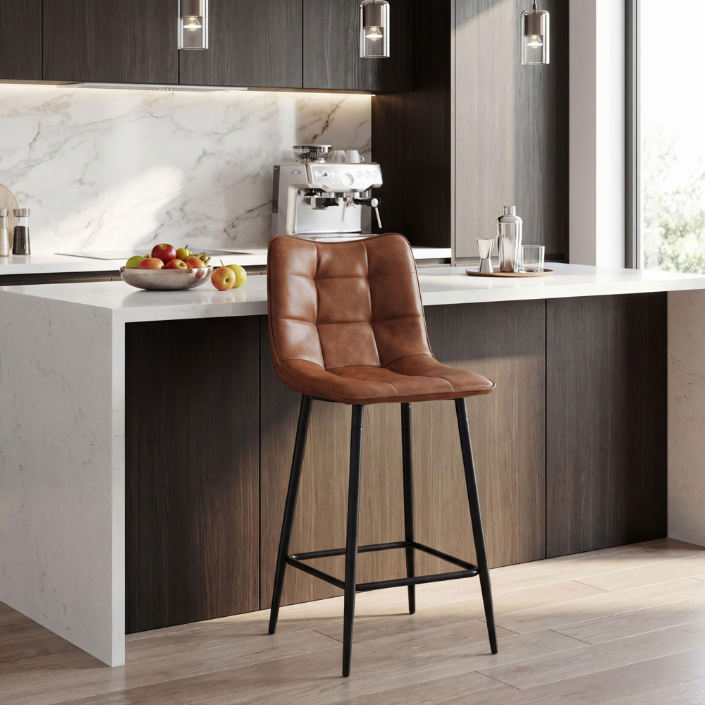 Portland Kensington Tuscan Tan Faux Leather Bar Stool Image 9