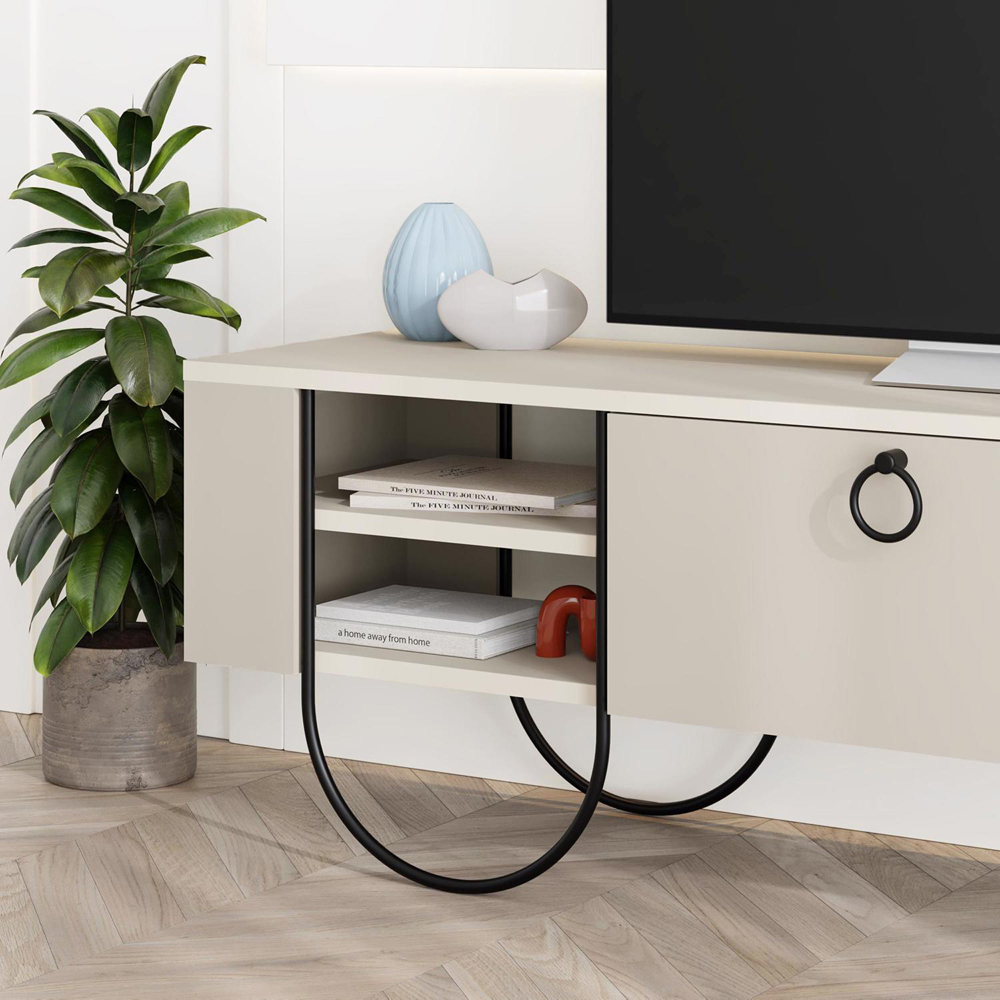 FWStyle Norfolk 2 Door 2 Shelf Sandstone Wide TV Unit Image 5