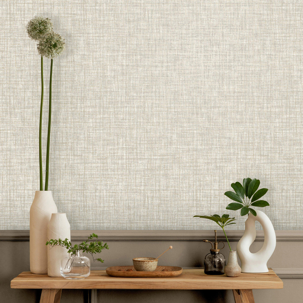 Crown Lynford Texture Fabric Effect Natural Wallpaper Image 2