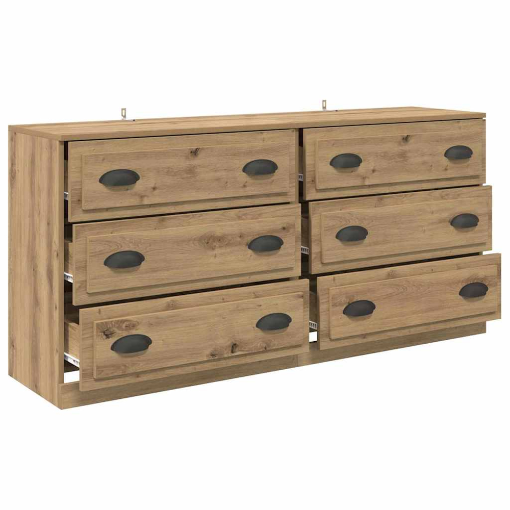 vidaXL 3 Drawer Artisan Oak Modern Sideboard Set of 2 Image 5
