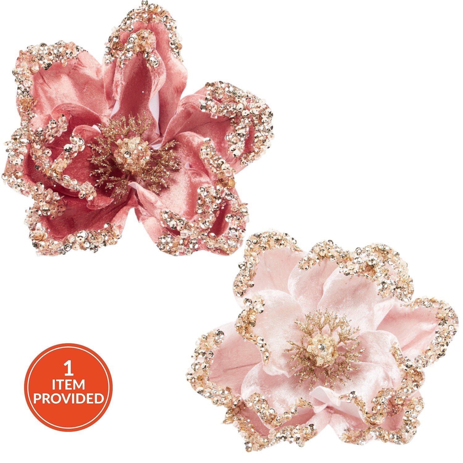 Blush Glitter Magnolia Pick Image 1