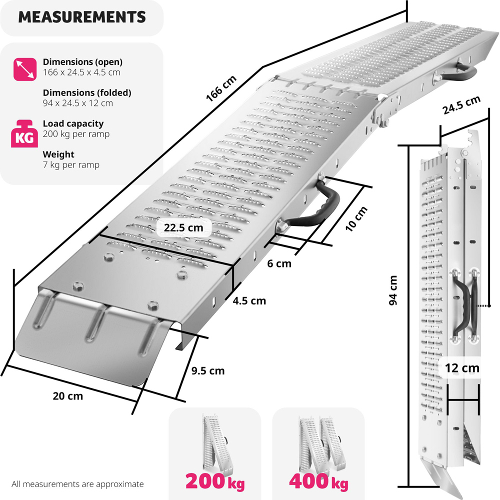 Bjorn Folding Ramps 2-Piece Set, 400 kg Capacity - Silver, 166 cm Image 9