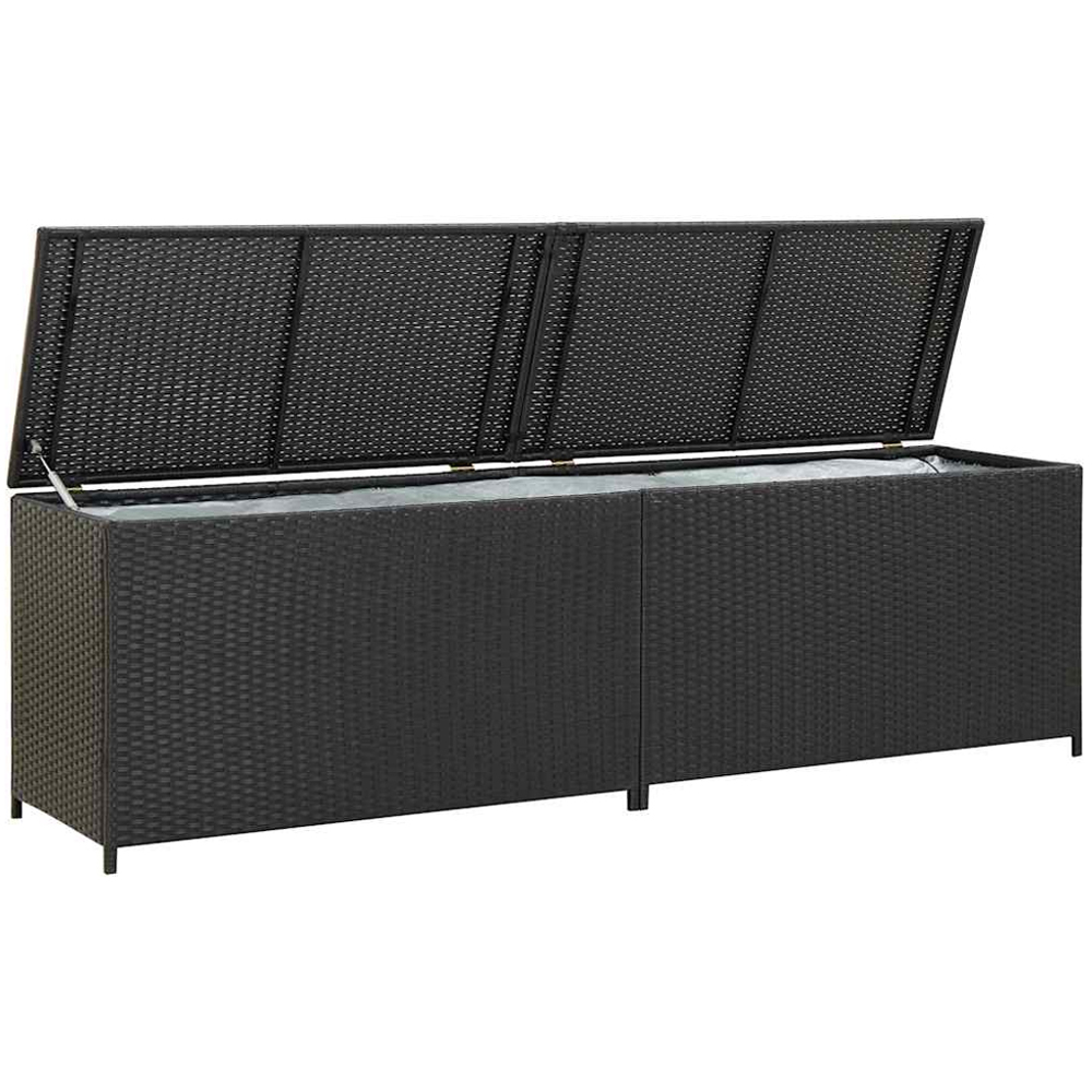 vidaXL 60 x 200 x 50cm Black Poly Rattan Garden Storage Box Image 2