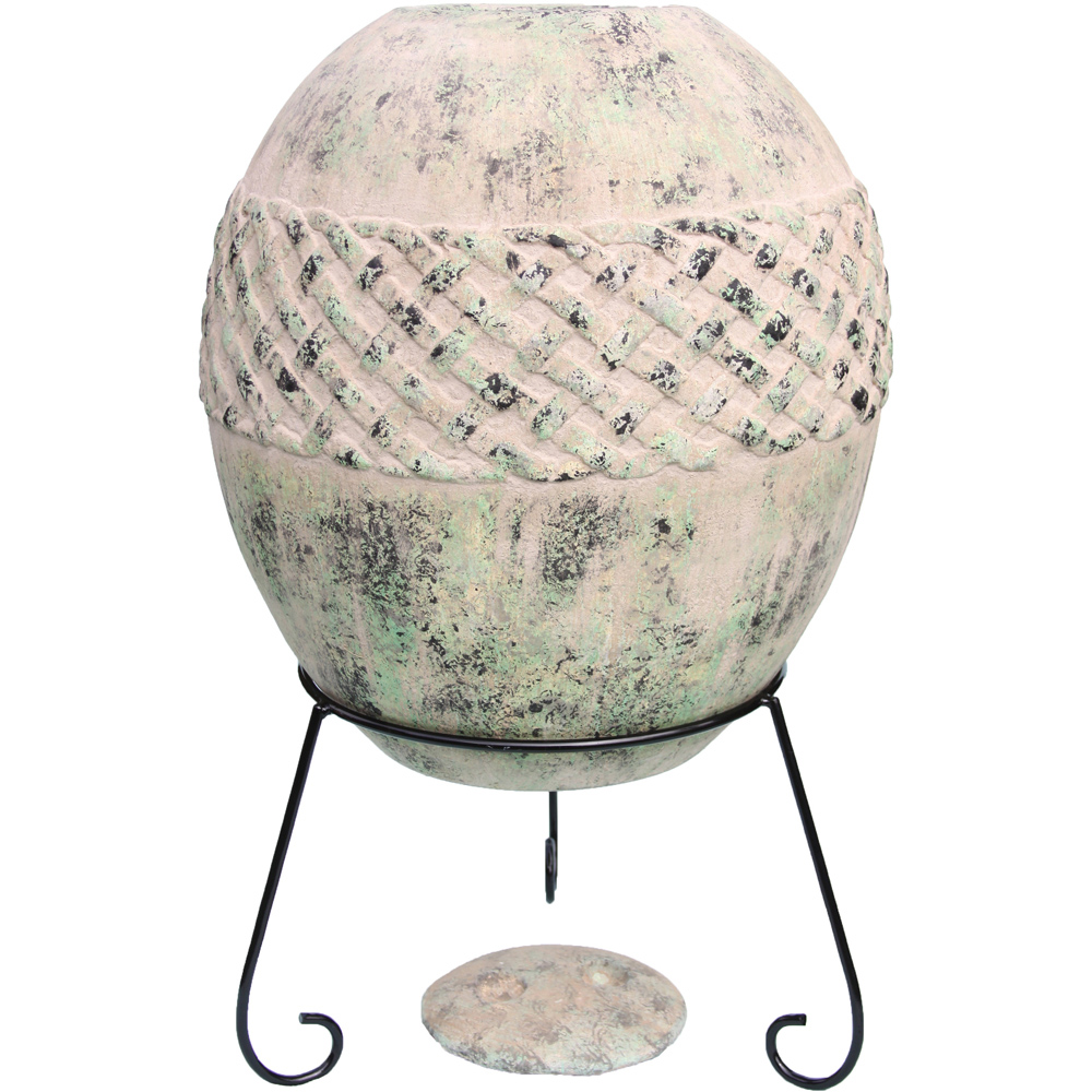 Gardeco Haeddyn Ellipse Celtic Theme Mexican Chimenea with Stand and Lid Image 3