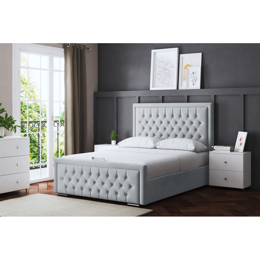 DS Living Allegra Single Silver Upholstered Ottoman Bed with Headboard Image 6