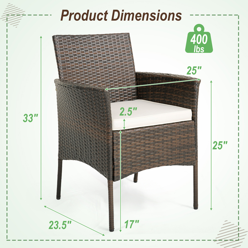 Costway Set of 4 PE Wicker Garden Dining Chair Image 9