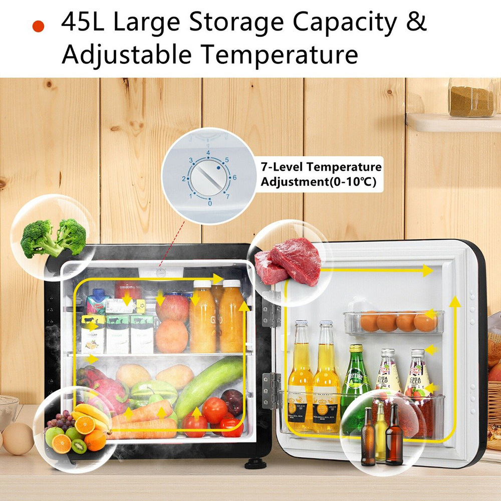 Costway Black 45L Compact Refrigerator with Reversible Door Image 8