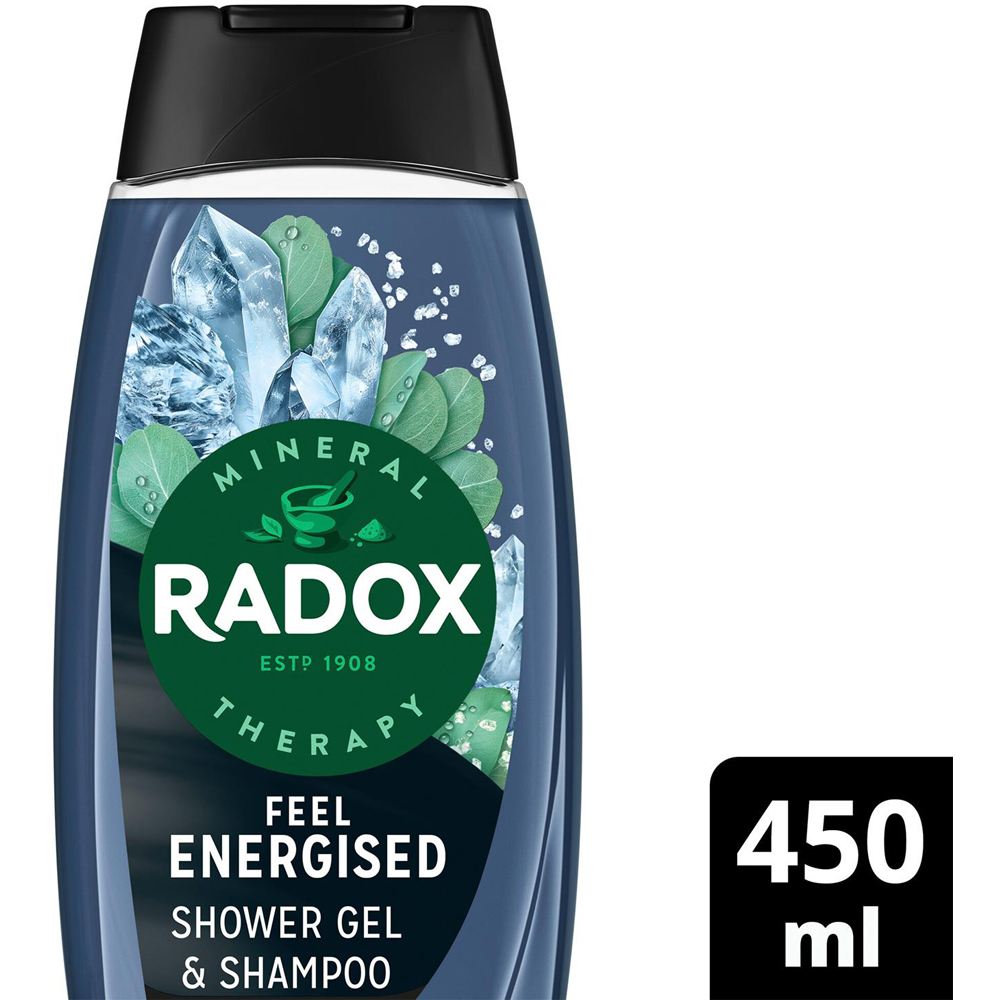 Radox 2-in-1 Mineral Therapy Feel Energised Men Shower Gel and Shampoo 450ml 6 Pack Image 3