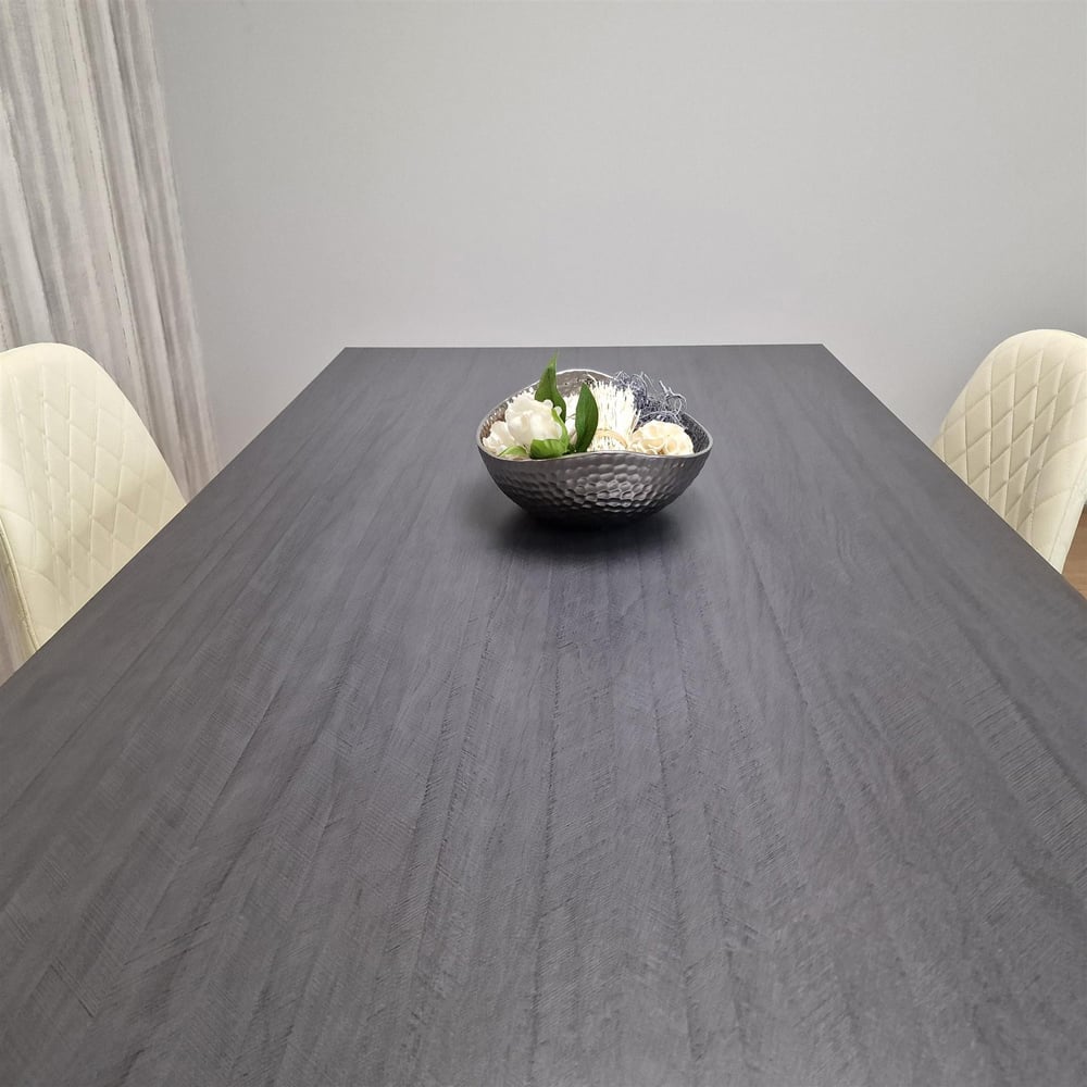 Portland Leather and Wood 4 Seater Dining Set Cream and Grey Image 6