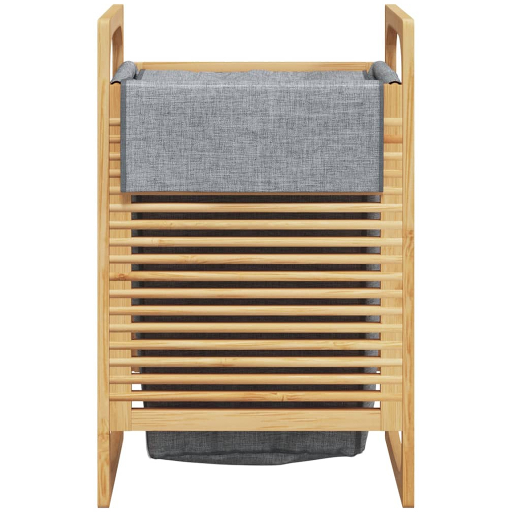 vidaXL Bamboo Laundry Basket with Grey Bag 61 x 40 x 35cm Image 2