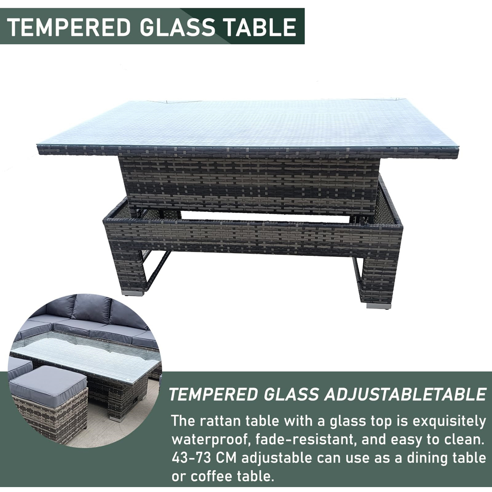 Furniture One 9 Seater Rattan Garden Corner Lounge Set with Rising Table Image 4