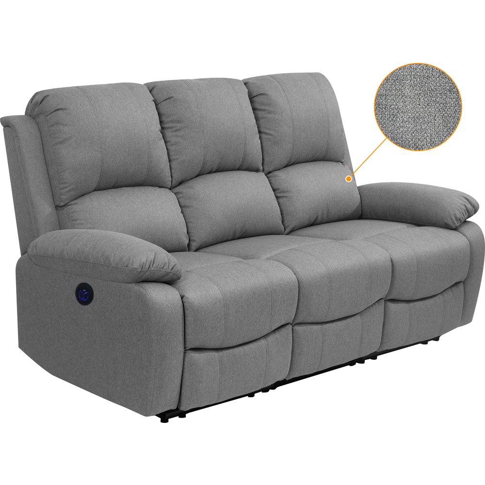 Comfy Living 5 Seater Light Grey Linen Electric Recliner Sofa Set Image 3