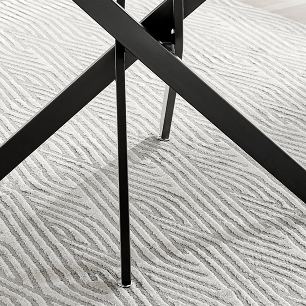 Furniturebox Arona Kensington Marble Effect 4 Seater Round Dining Set White Black and Grey Image 7