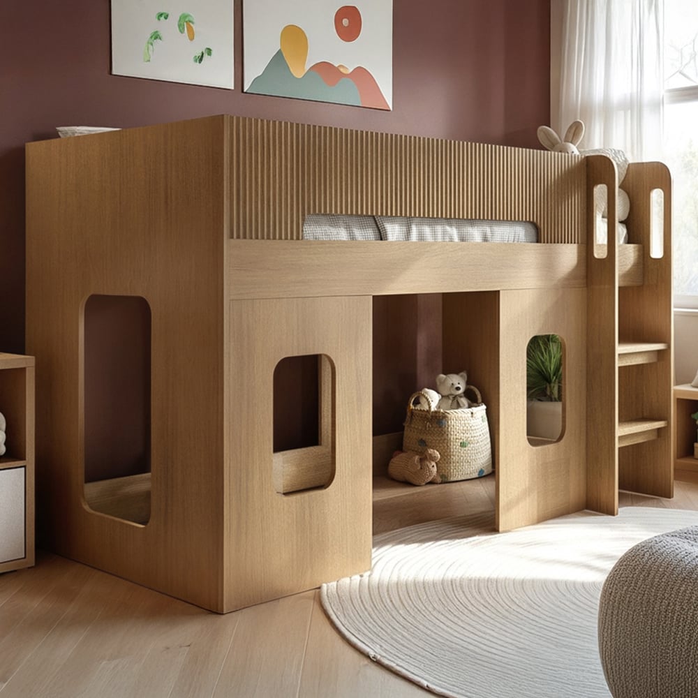 Flair Lino Oak Play House Mid Sleeper Image 1