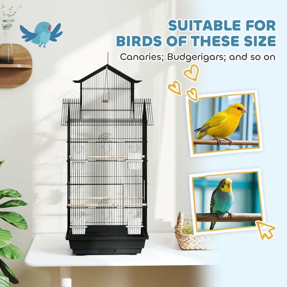 PawHut Black Bird Cage with Slide Tray 104 x 43 x 32.5cm Image 8