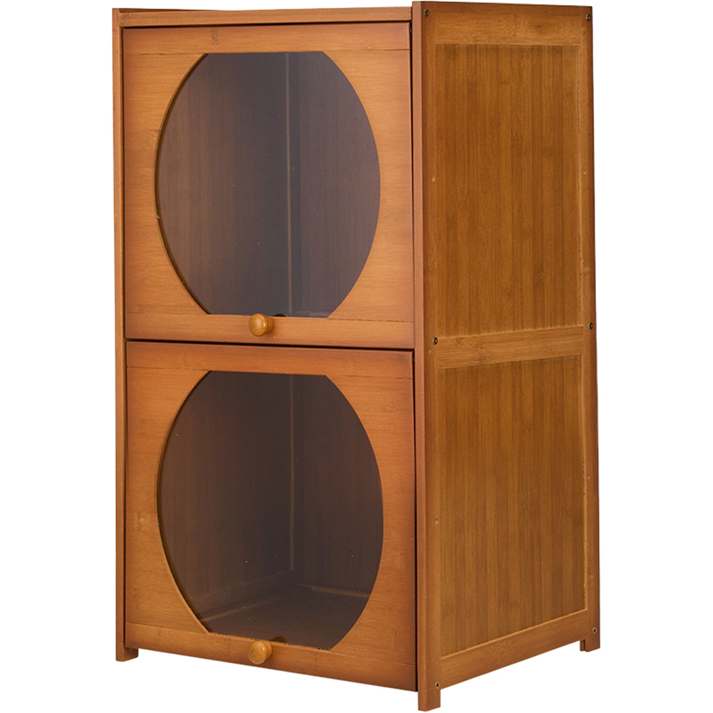 Living and Home 2 Acrylic Door Brown Bamboo Bookcase Image 2