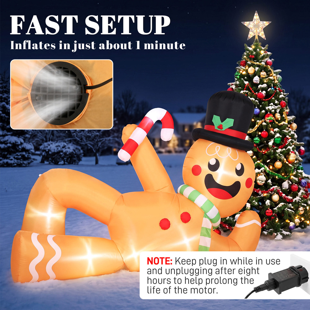 Outsunny 18 LED Gingerbread Inflatable Outdoor Christmas Decoration 10ft Image 6