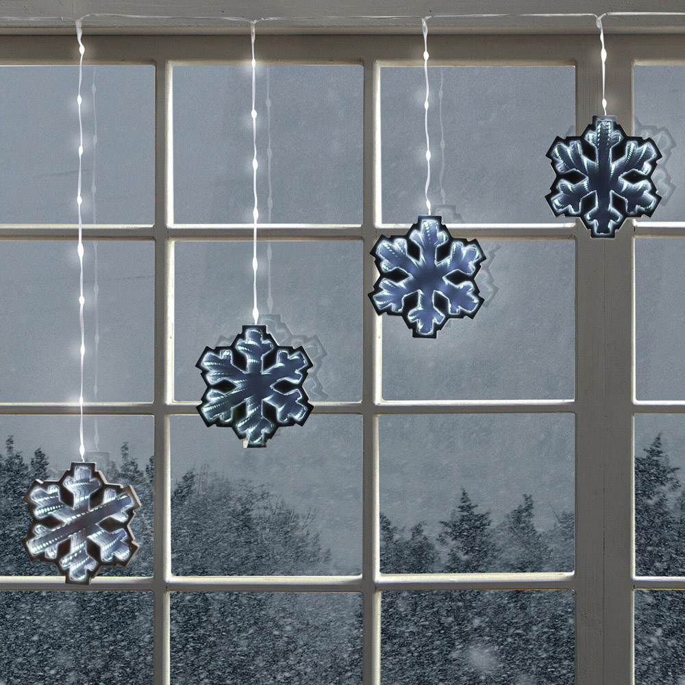 9 Piece Snowflake Infinity Curtain LightsBlue Image 7