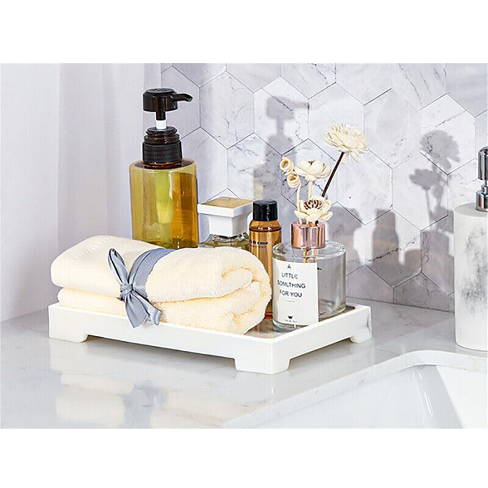 ATEK Small White Multi-Purpose Resin Vanity Serving Tray Image 2