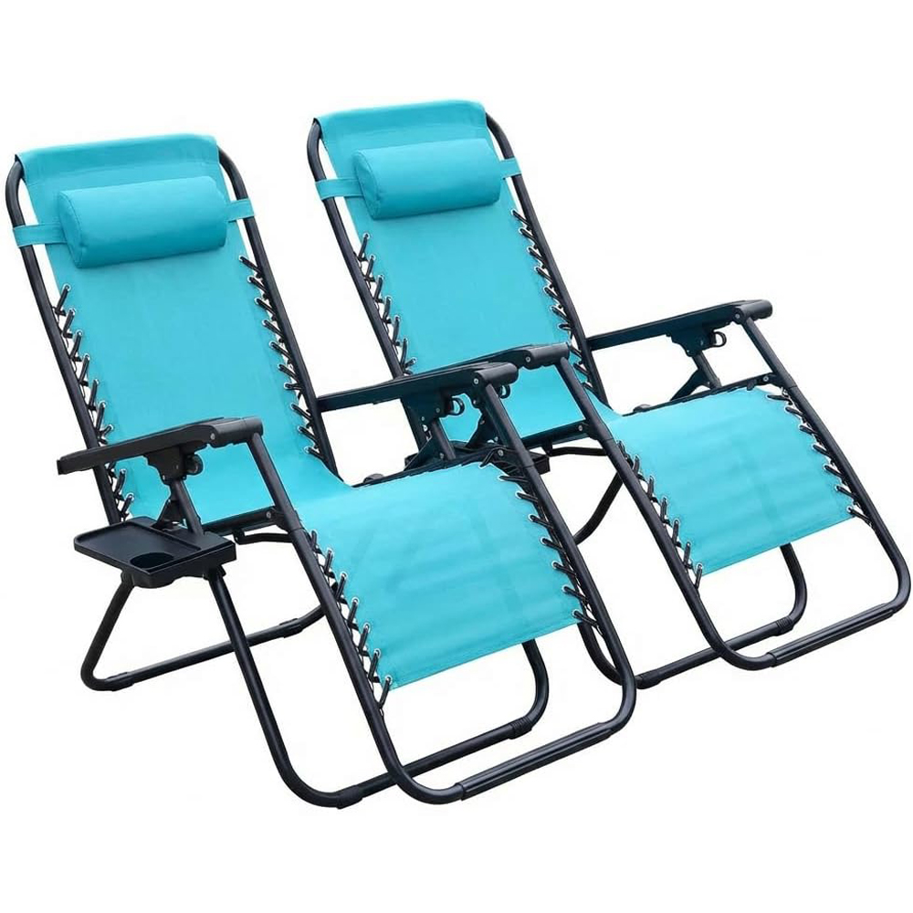 Alivio 2 Pack Lake Blue Zero Gravity Reclining Sun Loungers Image 3