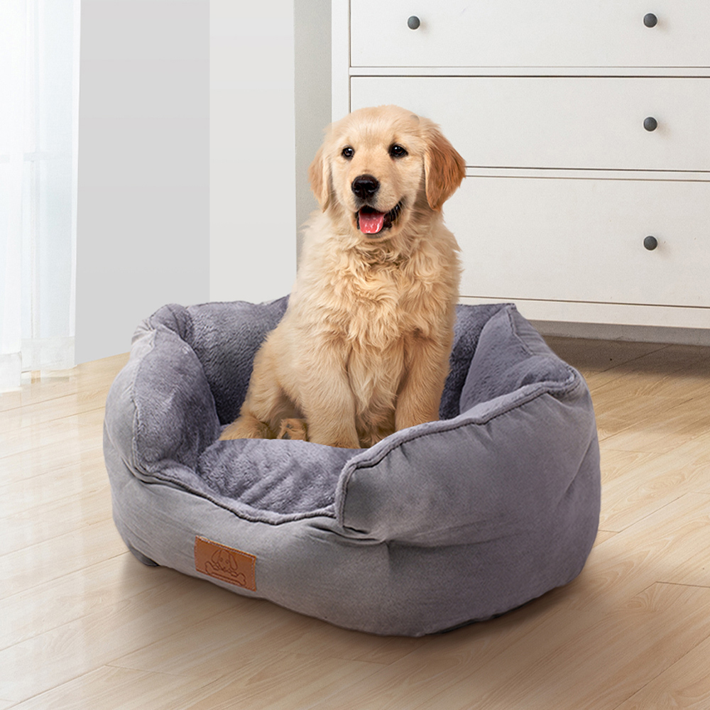 H&O Direct 42cm Grey Soft Touch Suede Pet Bed Image 2