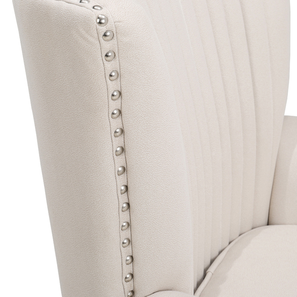 Living and Home Channel Beige Deep Cushioned Armchair with Nailhead Trim Image 5