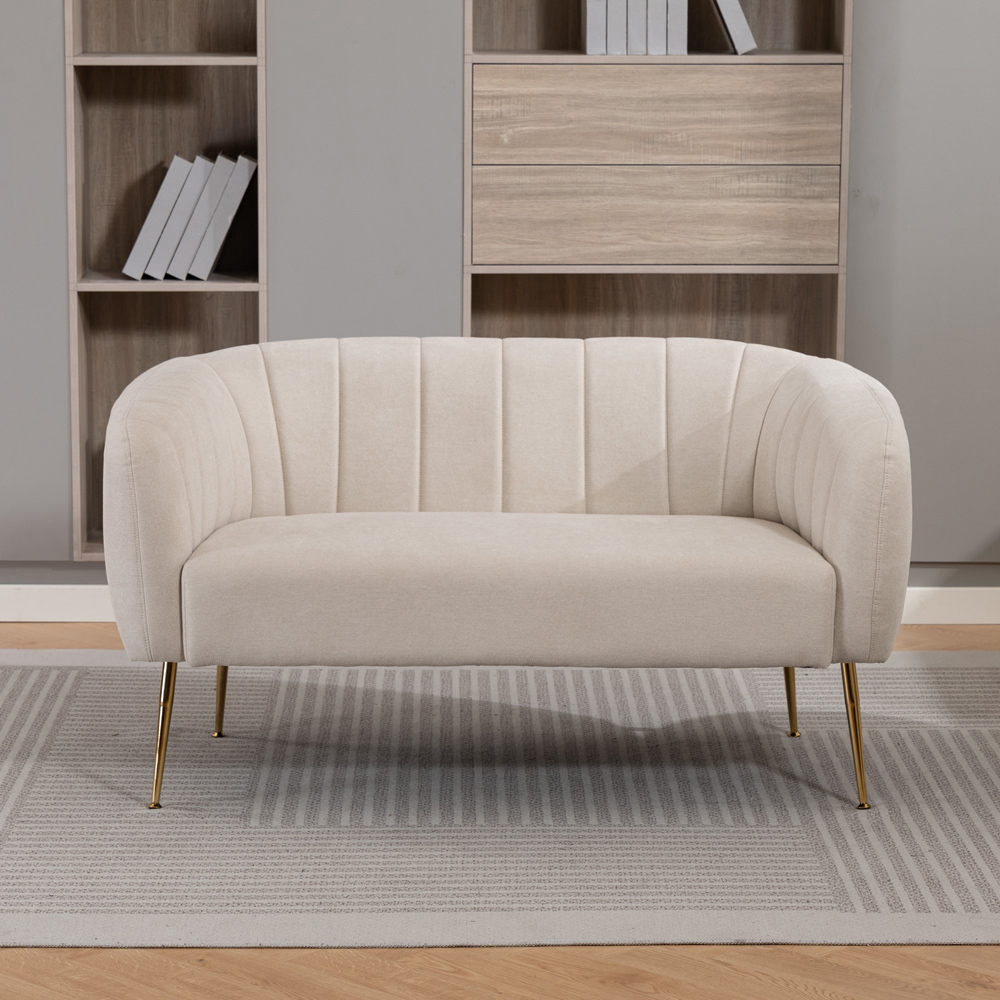 Artemis Home Stanton 2 Seater Beige Fabric Shell Accent Sofa Image 3